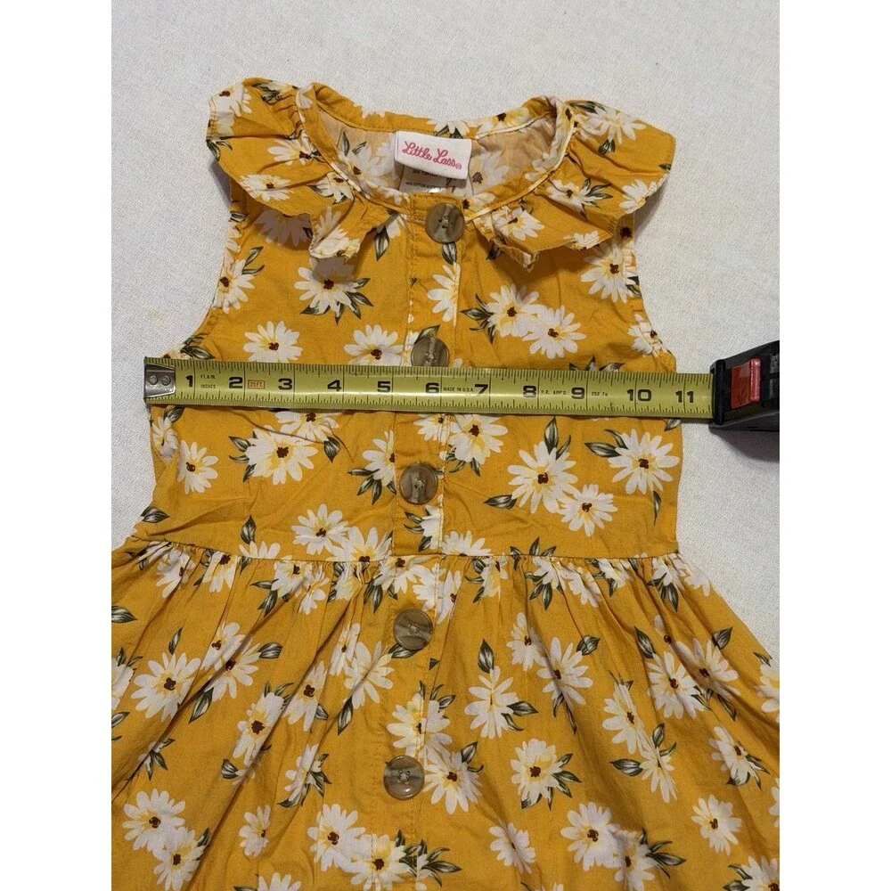 Insta Girl & Little Lass Girls 2pc Yellow Floral Dress + Tee Set Size 6 S 7/8